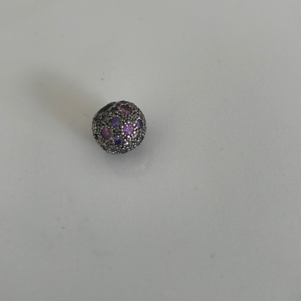 Pandora clip spacer bead with purple rhinestones